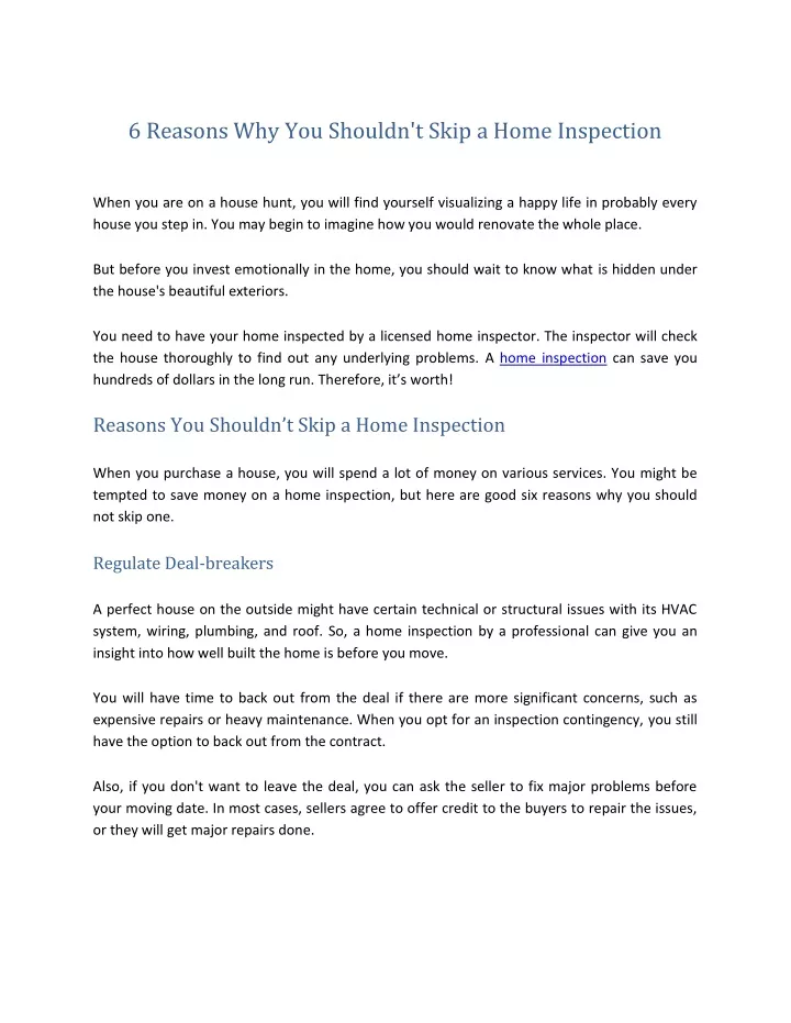 6 reasons why you shouldn t skip a home inspection