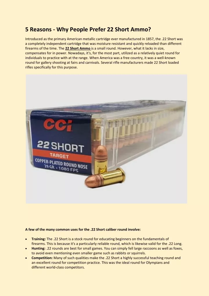 5 reasons why people prefer 22 short ammo