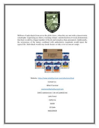Emergency Meal Kit Supplier | Whatifsurvival.com