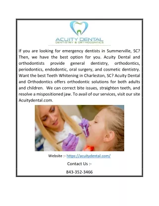 Online Emergency Dentist North Charleston SC | Acuity Dental