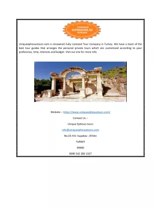 Best Ephesus Tours | Uniqueephesustours.com