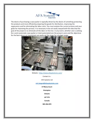 the desire of purchasing a case packer