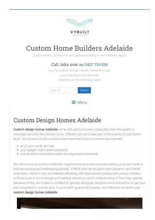 Custom House Builders Adelaide