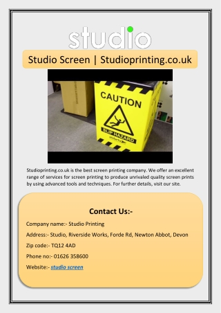 Studio Screen | Studioprinting.co.uk