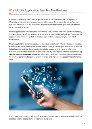 why mobile application best for the business