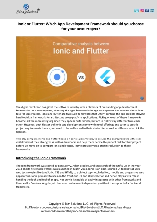 ionic or flutter which app development framework