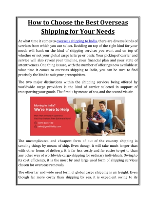 how to choose the best overseas shipping for your