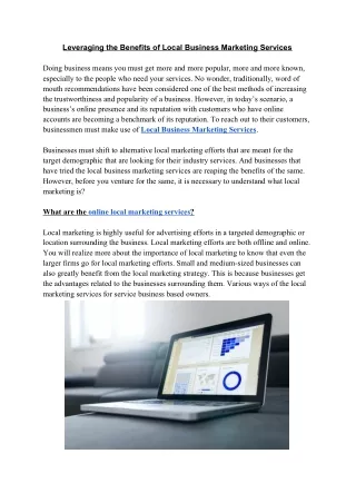 Local Business Marketing Services