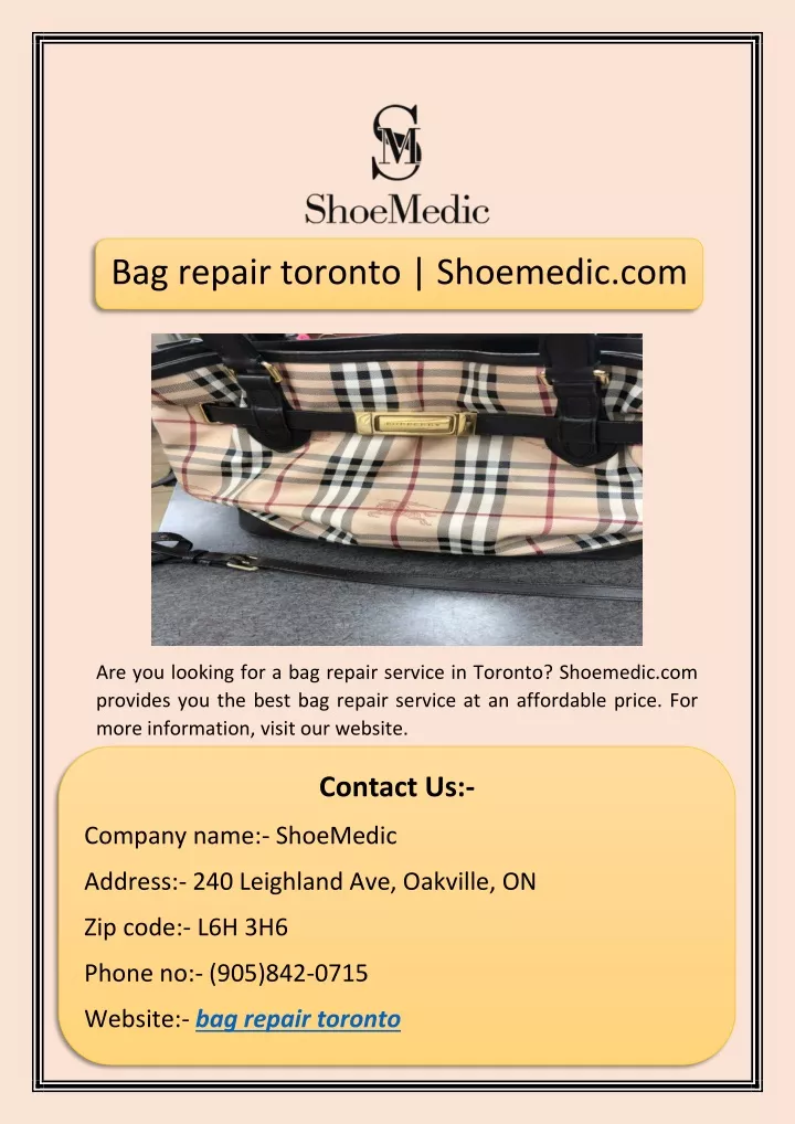 bag repair toronto shoemedic com