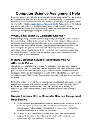 computer science assignment help in general