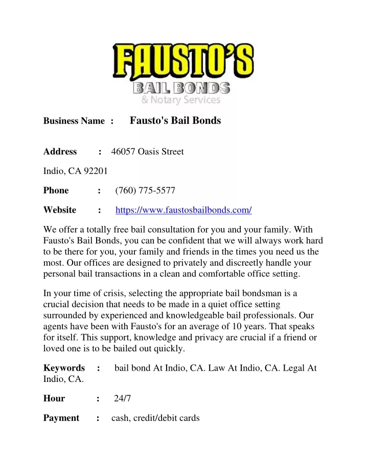 fausto s bail bonds