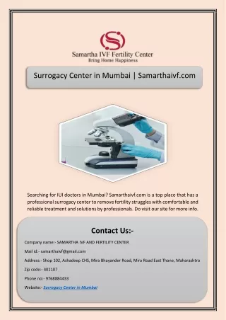 surrogacy center in mumbai samarthaivf com