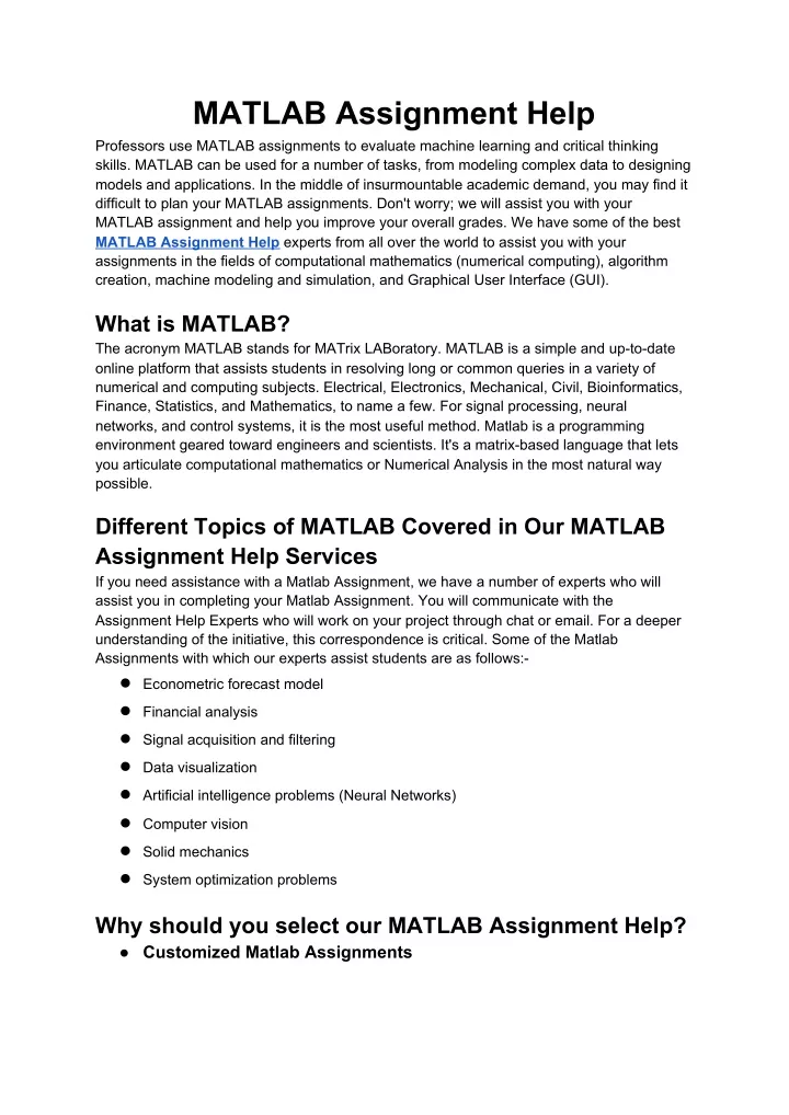 matlab assignment help professors use matlab