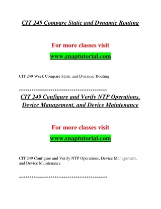 CIT 249 Exciting Teaching / snaptutorial.com