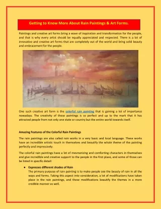getting to know more about rain paintings