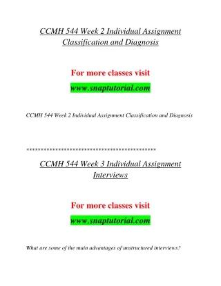 ccmh 544 week 2 individual assignment