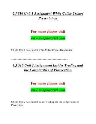 CJ 510 Exciting Teaching / snaptutorial.com