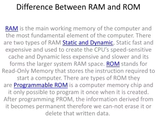 Difference Between RAM and ROM