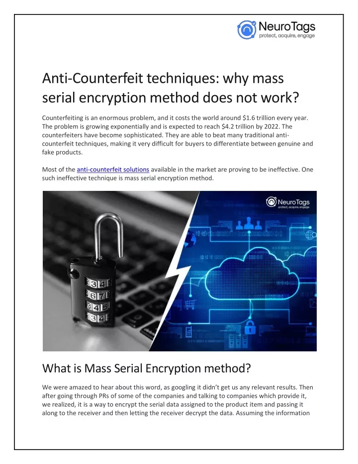 anti counterfeit techniques why mass serial