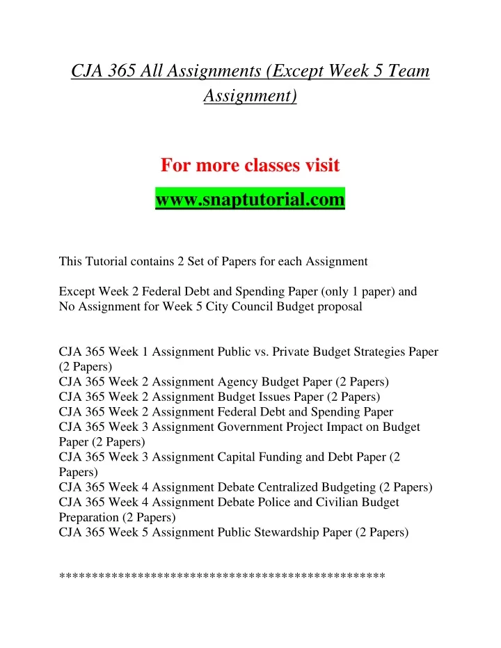 cja 365 all assignments except week 5 team