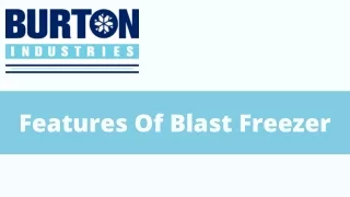 Features Of Blast Freezer