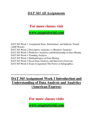 DAT 565 Exciting Teaching / snaptutorial.com