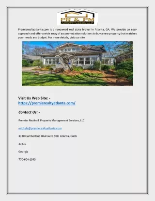 Real Estate Broker in Atlanta | Premierealtyatlanta.com