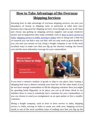 how to take advantage of the overseas shipping