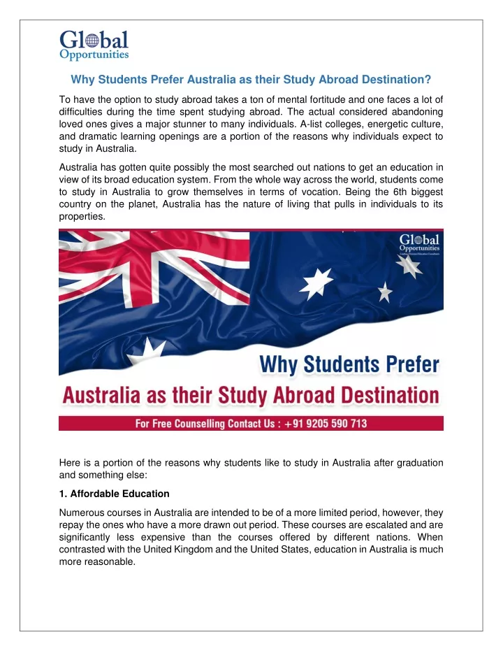 why students prefer australia as their study