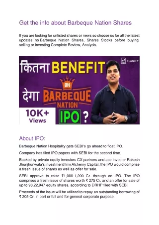 get the info about barbeque nation shares