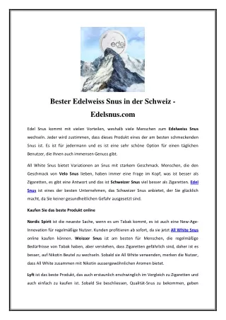bester edelweiss snus in der schweiz