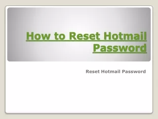 How to Reset Hotmail Password