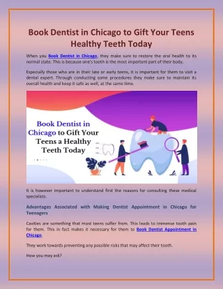 Book Dentist in Chicago to Gift Your Teens a Healthy Teeth Today
