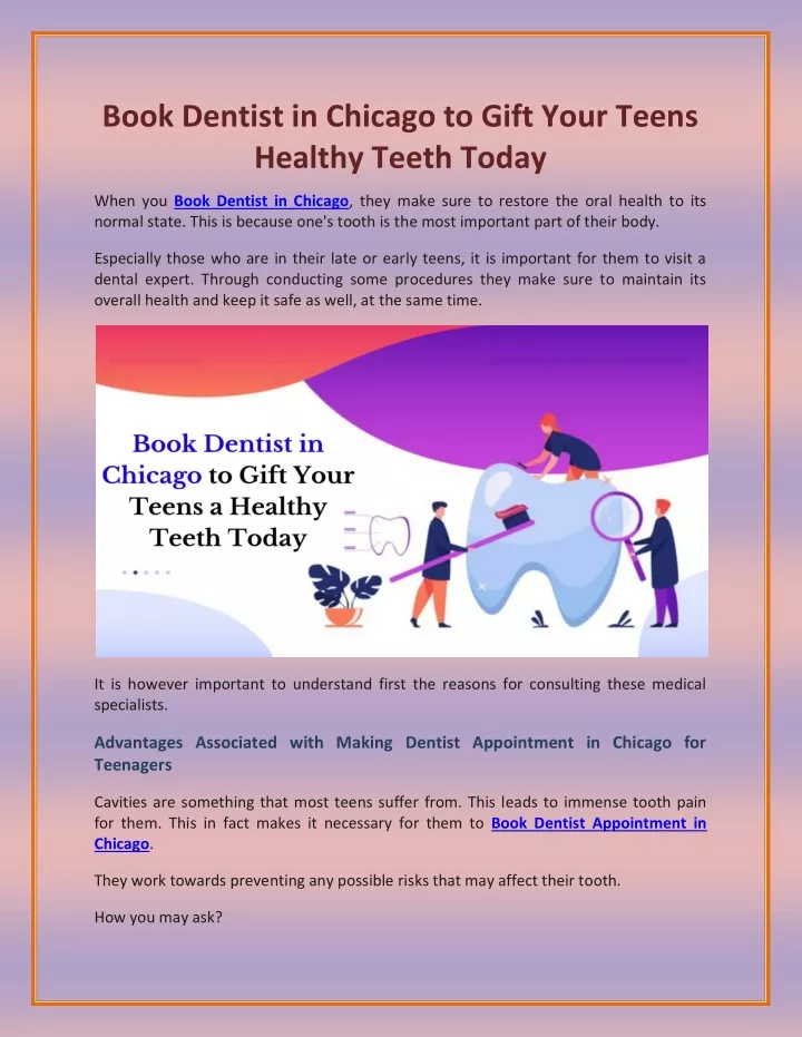 book dentist in chicago to gift your teens