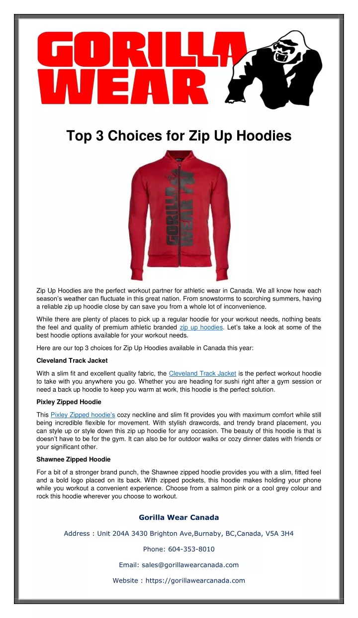 top 3 choices for zip up hoodies