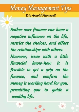 Eric Arnold Planswell - Money Management Tips