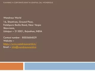 planning a corporate event in udaipur call wondrous