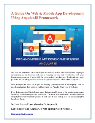 a guide on web mobile app development using