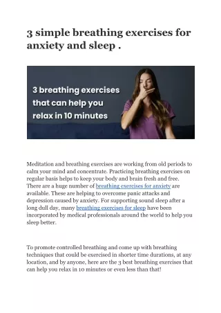 3 simple breathing exercises for anxiety and sleep .