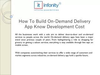 How To Build On-Demand Delivery App Know Development Cost