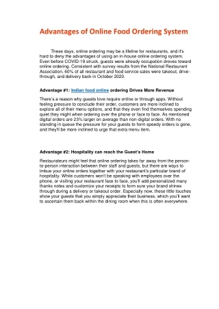 advantages of online food ordering system