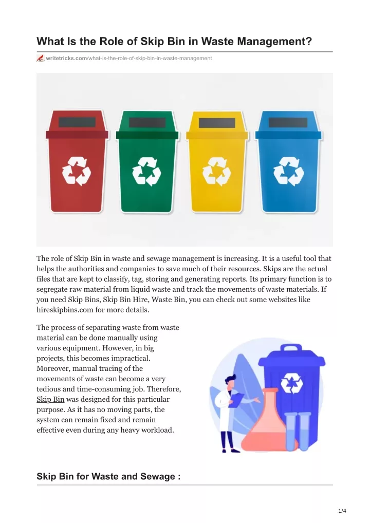 what is the role of skip bin in waste management