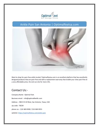 Ankle Pain San Antonio | Optimalfeetsa.com