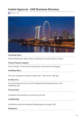 Instant Approval - UAE Business Directory - Add Free Business Listings