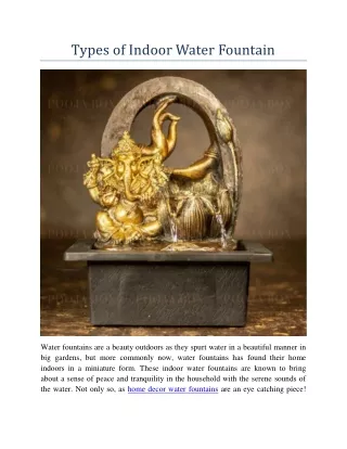 types of indoor water fountain