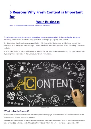 6 Reasons Why Fresh Content is Important for Your Business