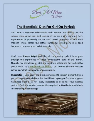 The Beneficial Diet For Girl On Periods