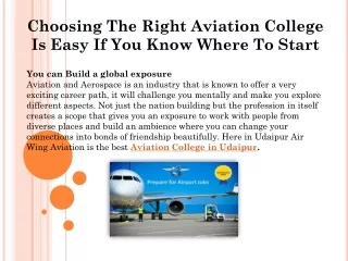 Choosing The Right Aviation College Is Easy If You Know Where To Start
