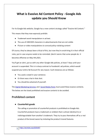 what is evasive ad content policy google