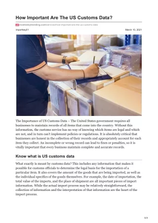how important are the us customs data